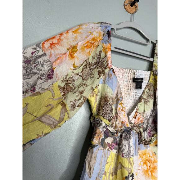 Banana Republic Ramie Twist-Front Blouse colorful whimsical fairy top - Picture 6 of 10